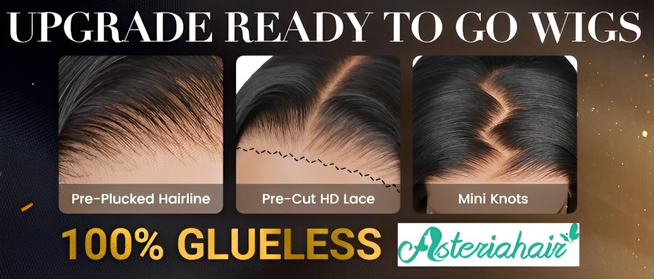 Stunning human hair lace front wigs on display, showcasing a variety of styles and colors from Asteria Hair, with a promotional offer of up to 68% off